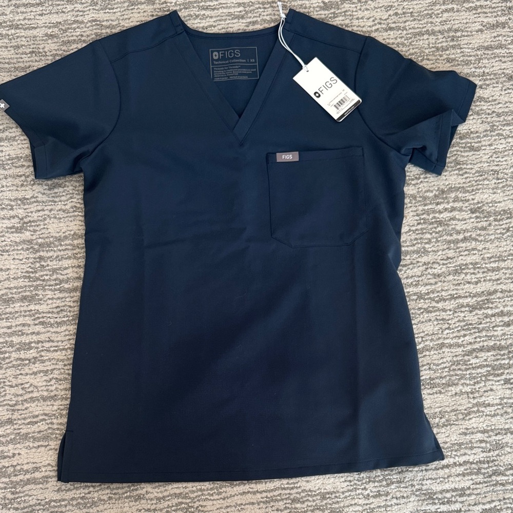 Figs Navy V-Neck Catarina one pocket Medical Scrub Top